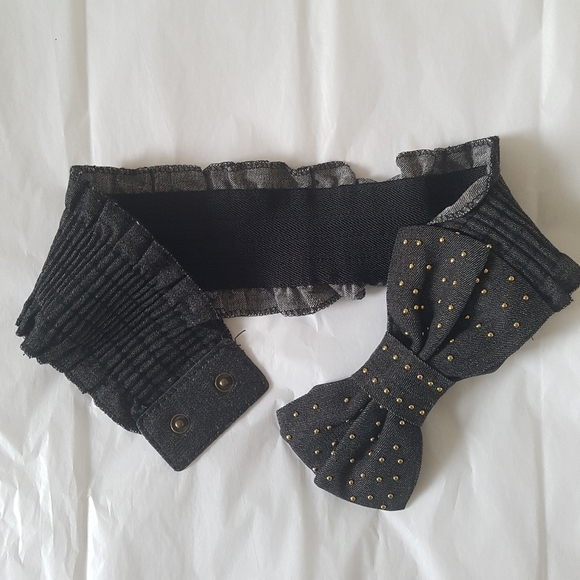 Belt, Jean, Gray, Ribbon with gold details. Stretchy - Picture 3 of 4